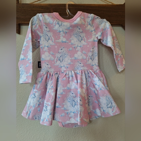 NWT Rock Your Baby Girl Pink/White Unicorn Print Dress Size 6-12months - Picture 6 of 6